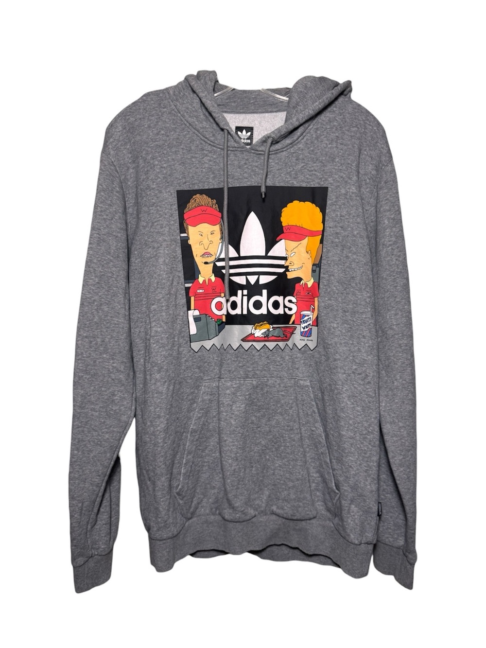 Adidas X Beavis And Butthead Hoodie Gray Size Medium 2018 MTV Collab Mike Judge